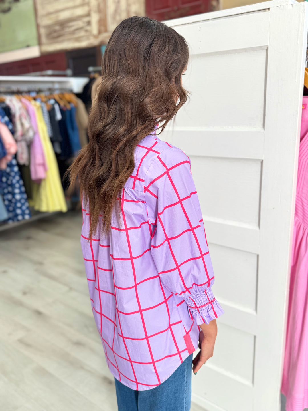 Kimberly Park Top Lavender and Red