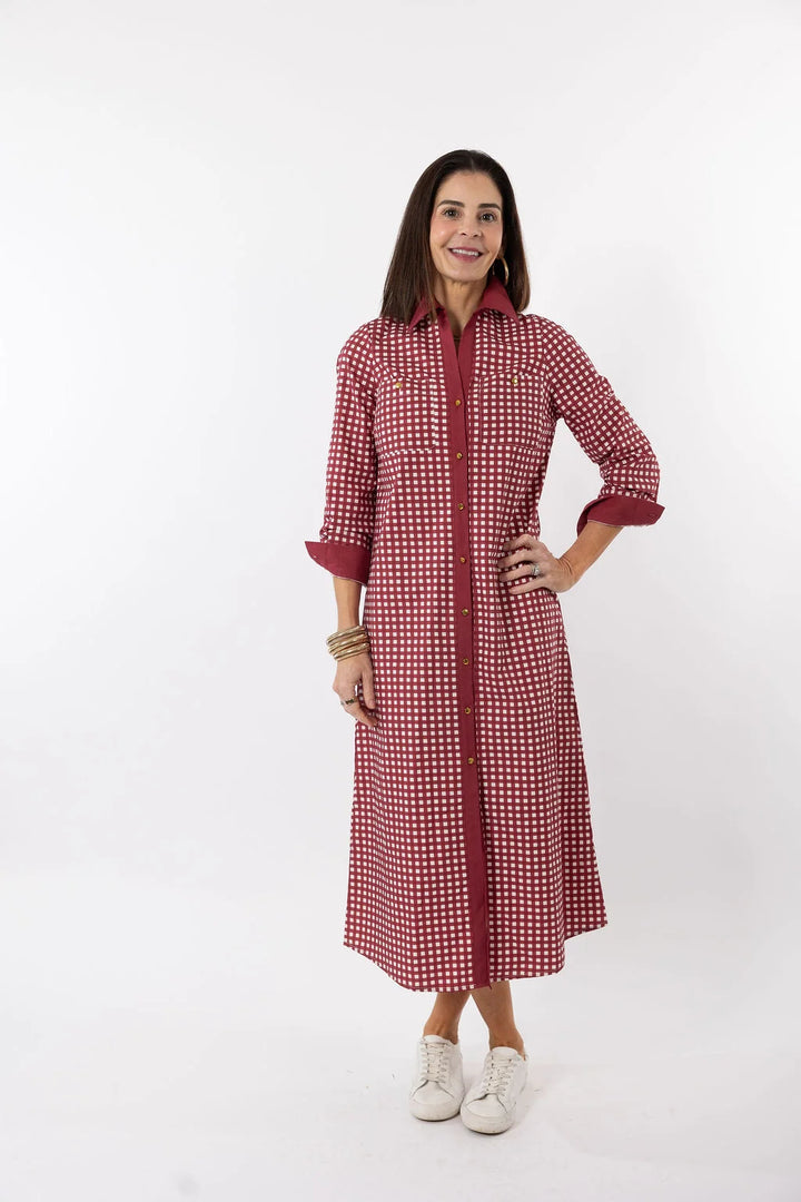 Harper Dress | Dark Red Gingham