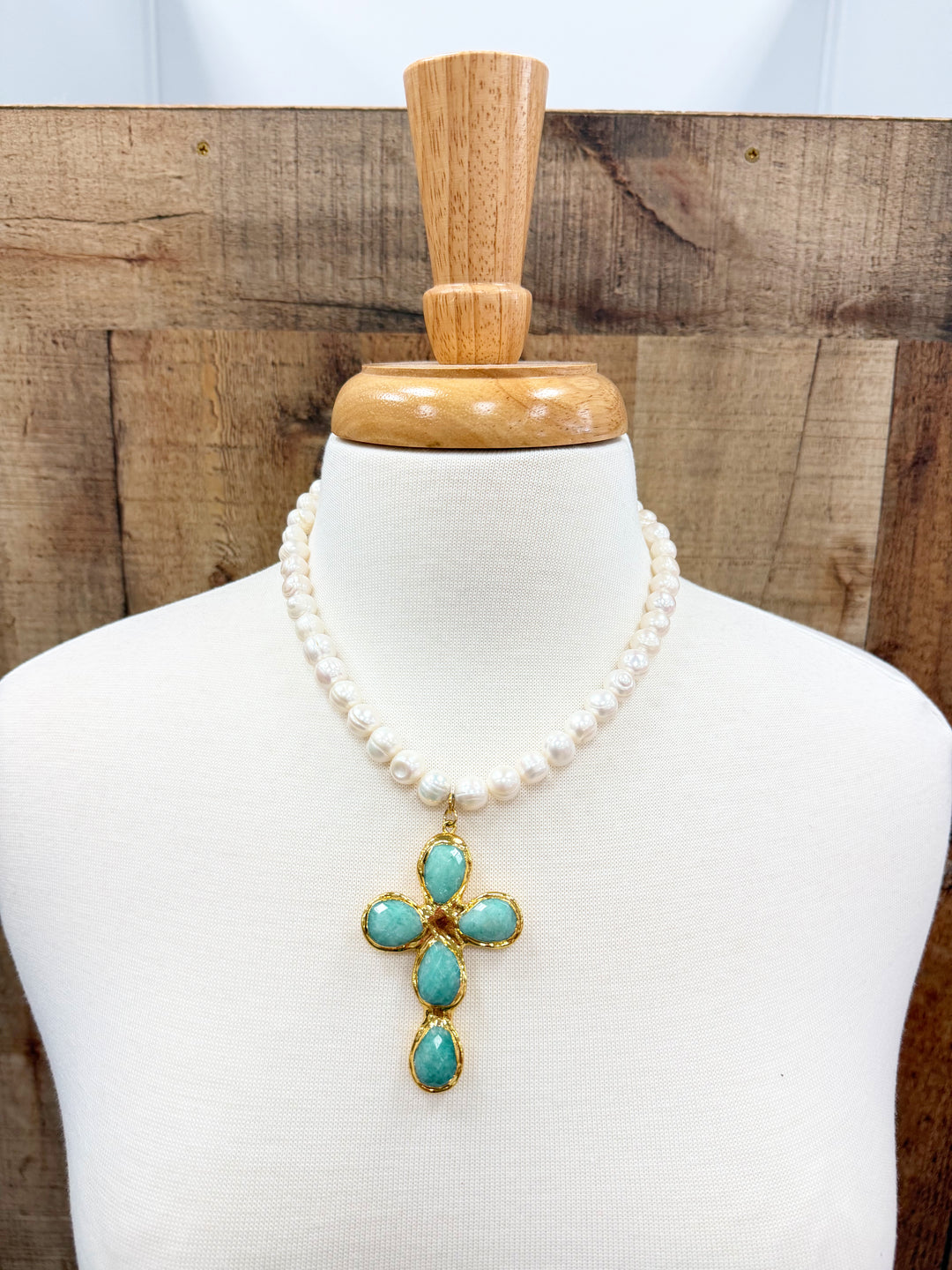 Virtue Large Pearl Necklace with Cross