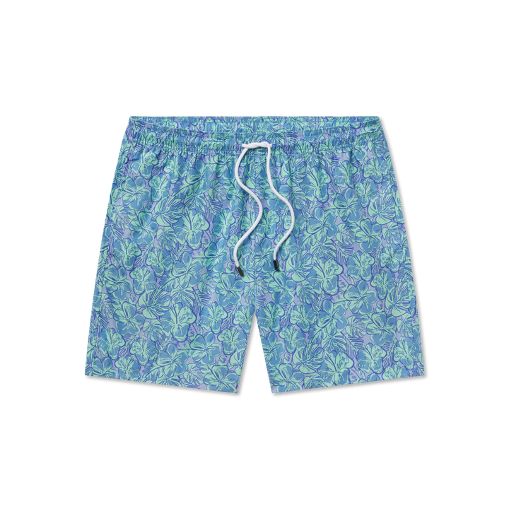 Harbor Swim Trunk - Hibiscus: Antigua Blue Tropical