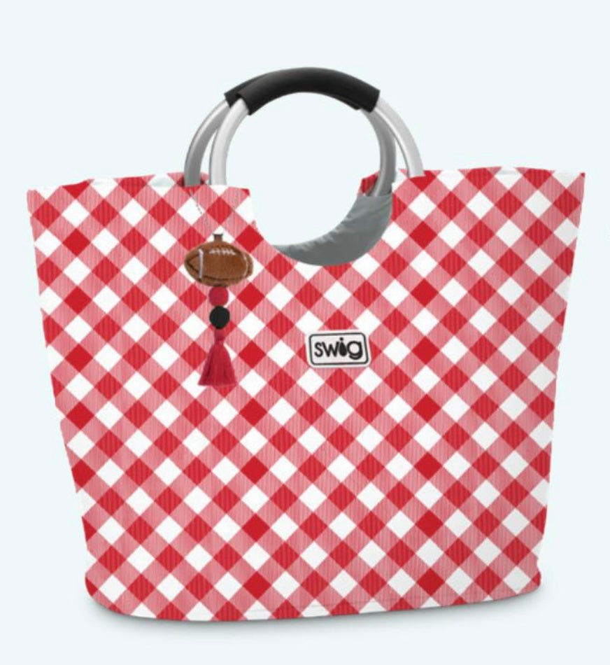 Swig Life Gameday Gingham Red + Black Loopi Tote Bag
