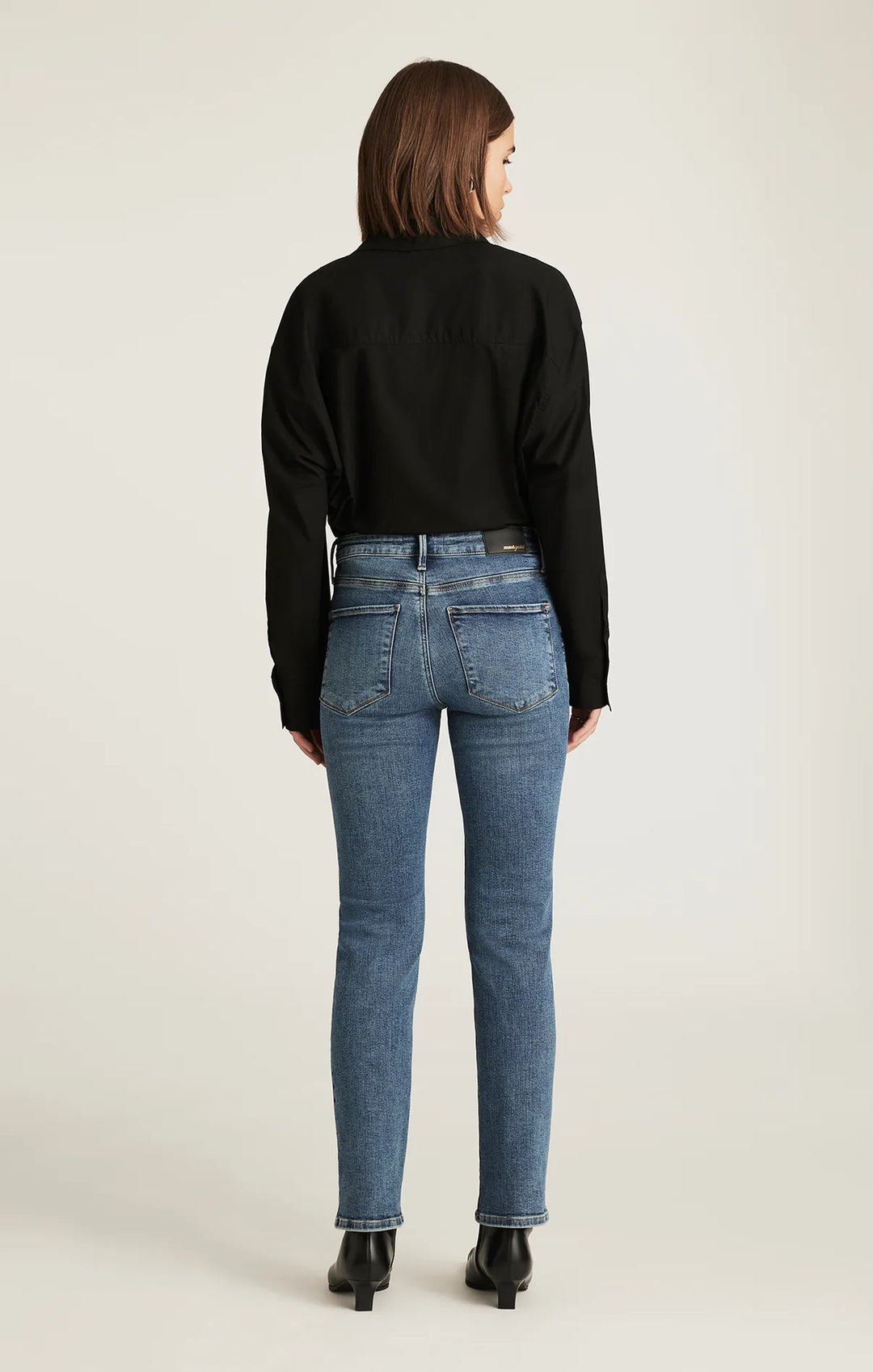 Kendra Mid Brushed Gold Premium Denim