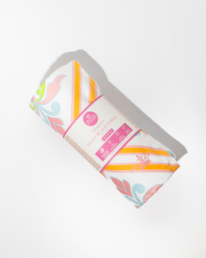 Verona Giant Beach Towel | White/Multi