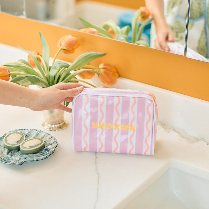 Small Patterned Toiletry Bag | Coral Squiggle