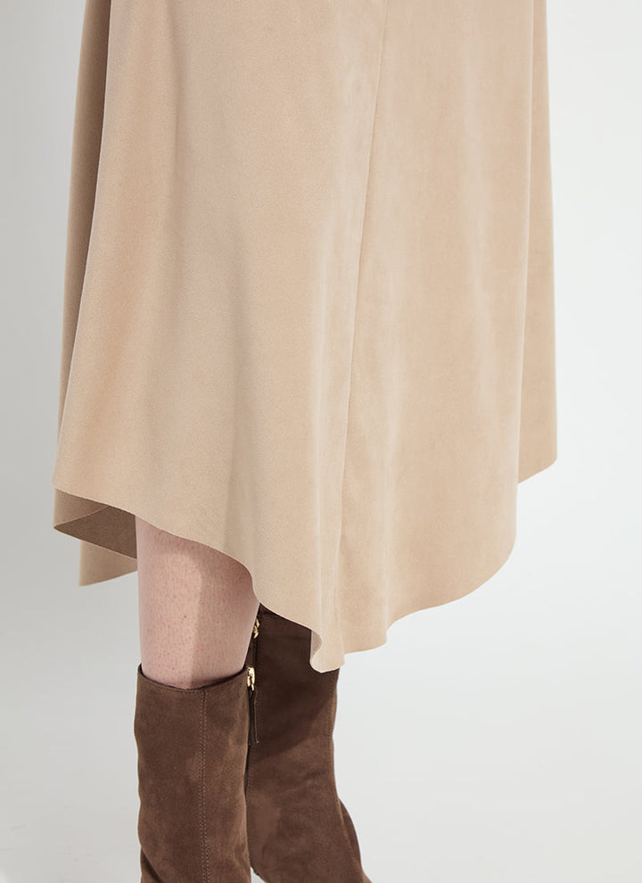 Azalea Asymmetric Hem Vegan Suede Skirt | Salted Caramel