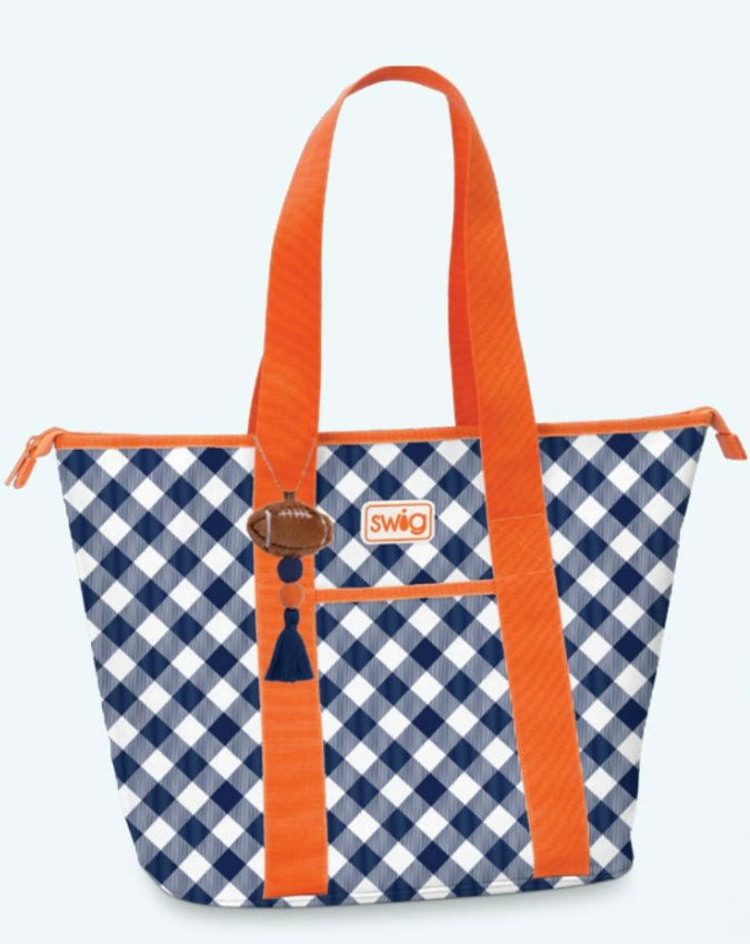 Swig Life Gameday Gingham Navy + Orange Zippi 36 Cooler