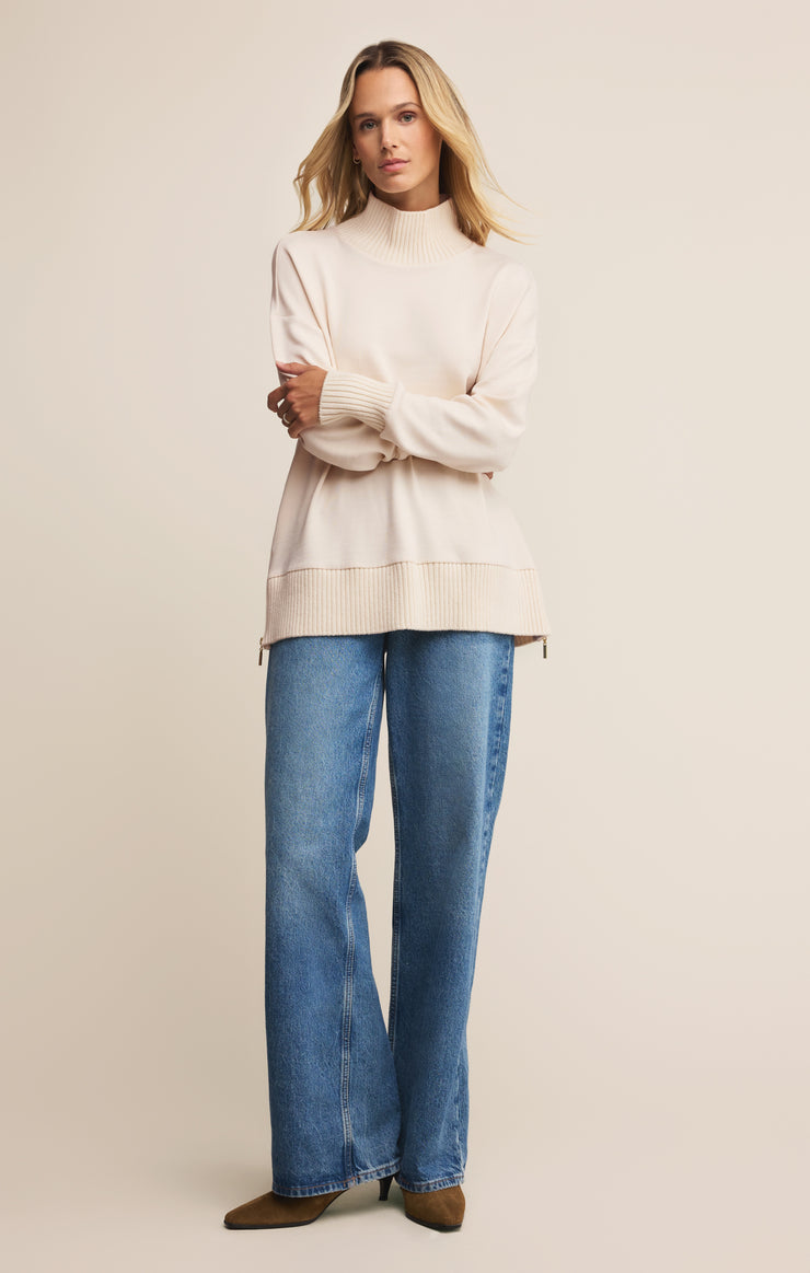 Sable Luxe Mock Neck Top / Warm White