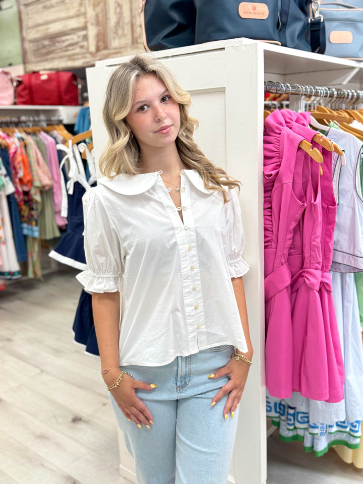 Collared Cotton Top | White