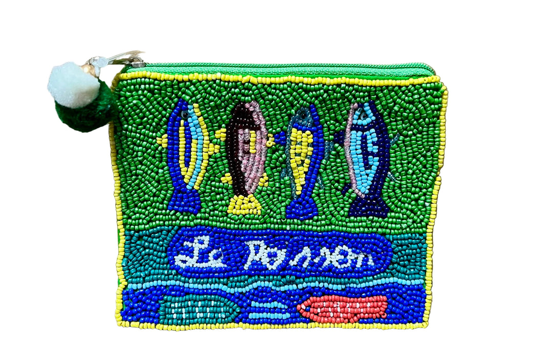La Chic Le Poisson Beaded Coin Pouch