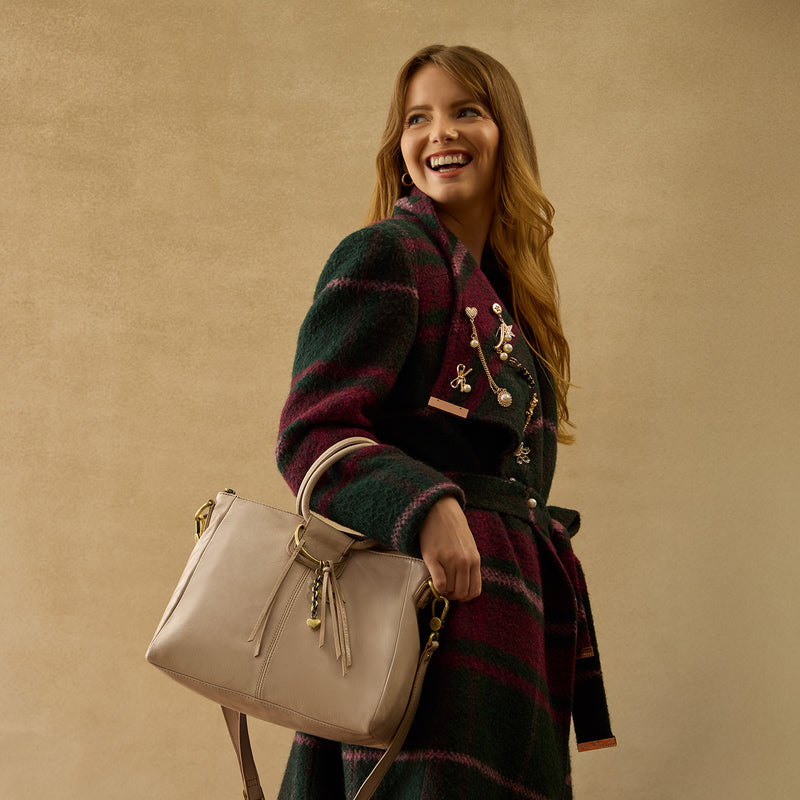 Sheila Medium Satchel | Stone Gloss