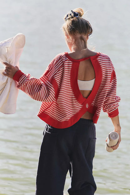 My Time Textured Layer Top / Victory Red