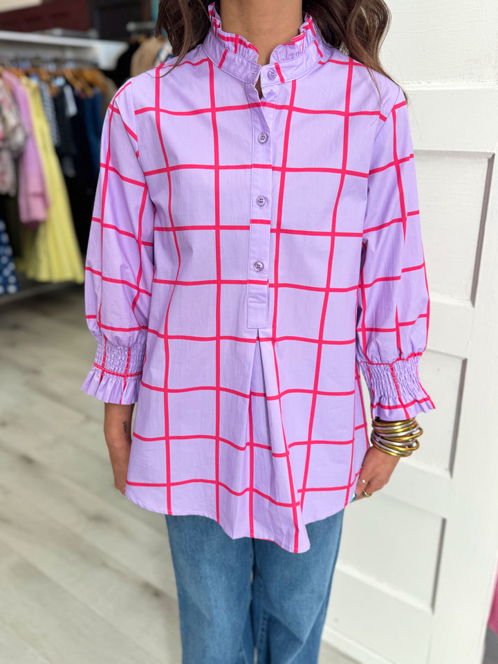 Kimberly Park Top Lavender and Red