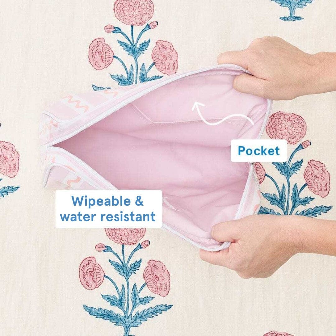 Small Patterned Toiletry Bag | Coral Squiggle