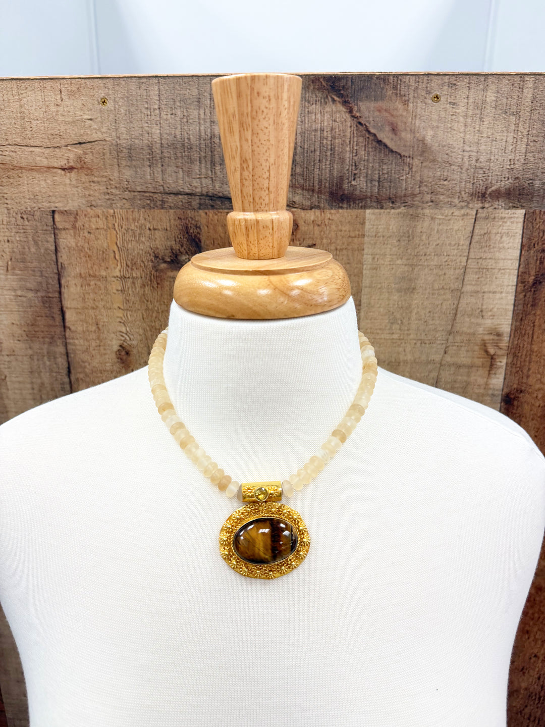 Virtue Gemstone Pendant on Rondelle Necklace