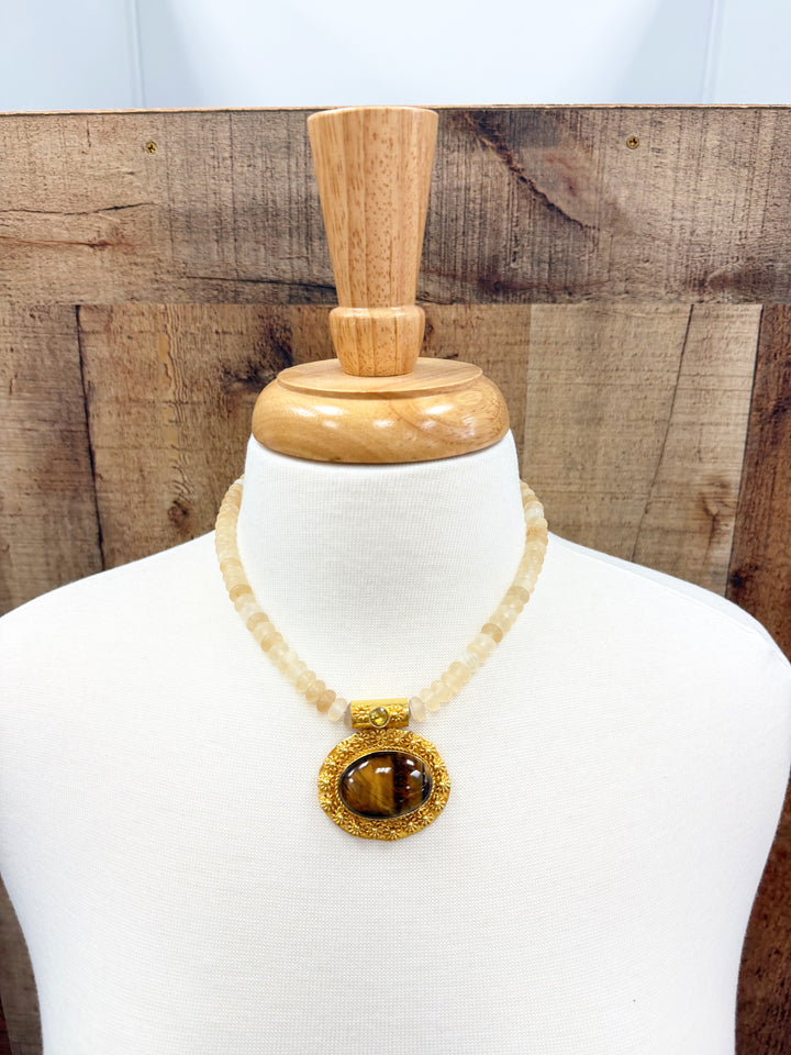 Virtue Gemstone Pendant on Rondelle Necklace