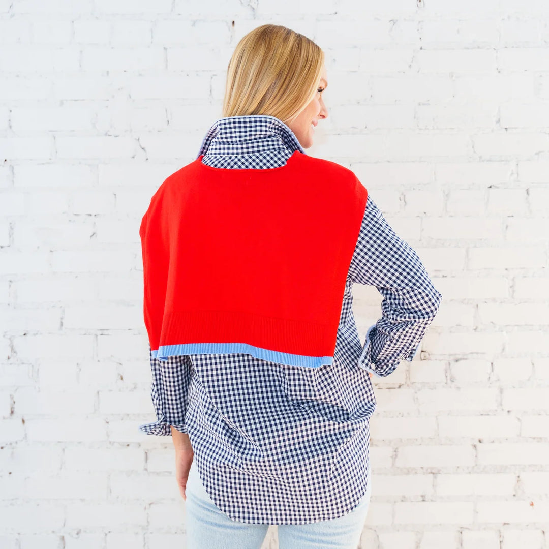 Caryn Cardi Red/ Light Blue