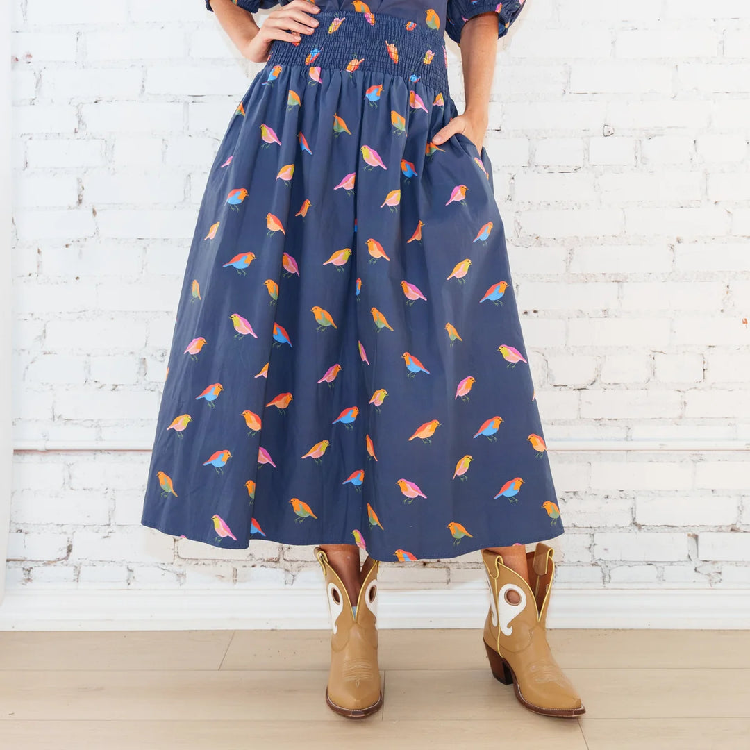 Sutton Skirt | Navy Bird