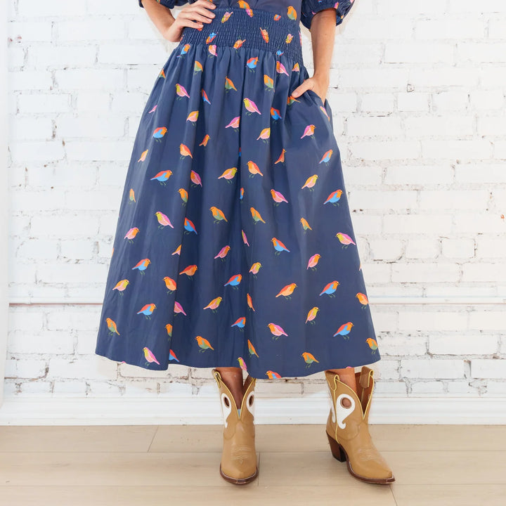 Sutton Skirt | Navy Bird