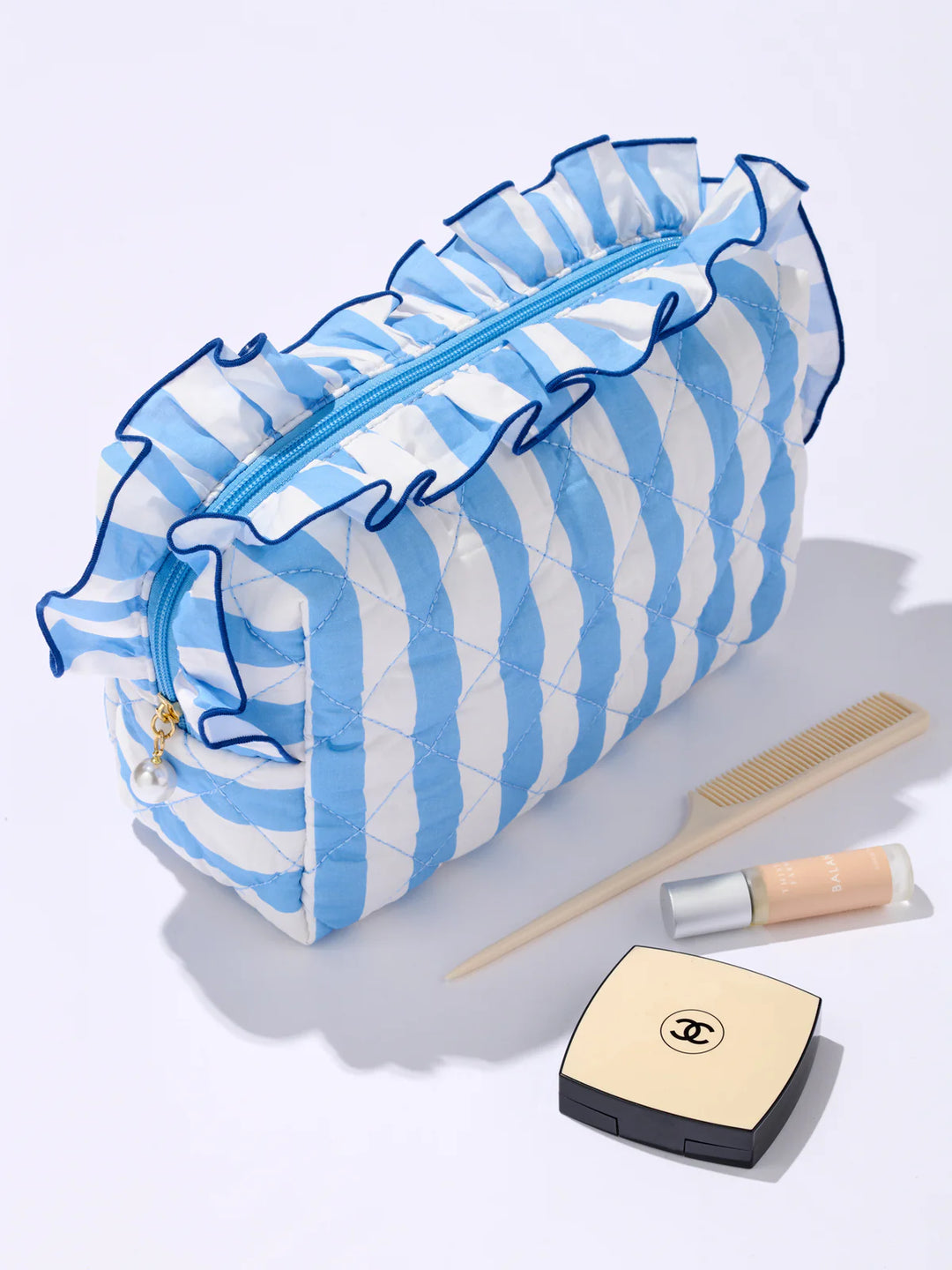 Blue Fancy Large Zip Pouch