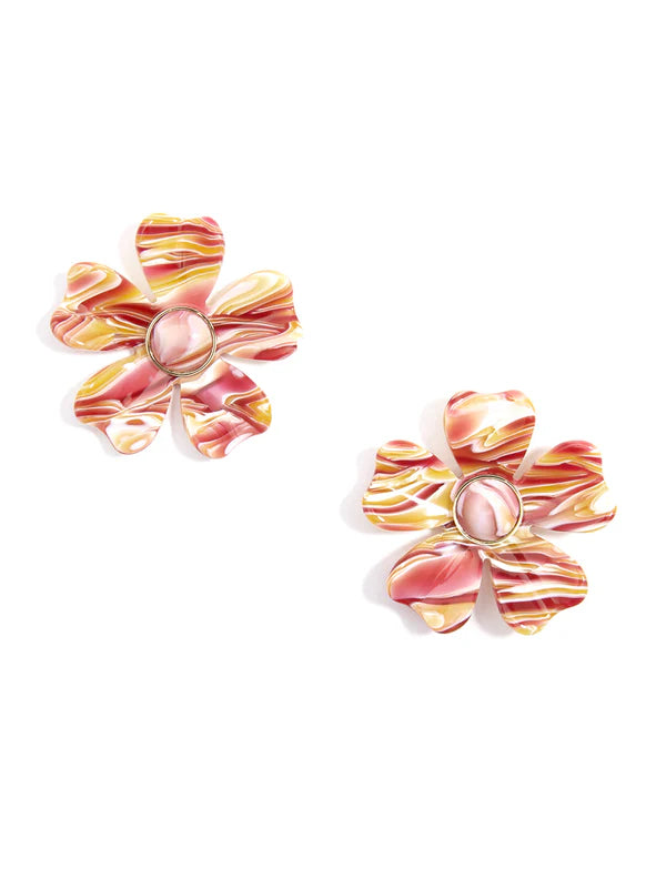 Resin Flower Tortoise Statement Earring