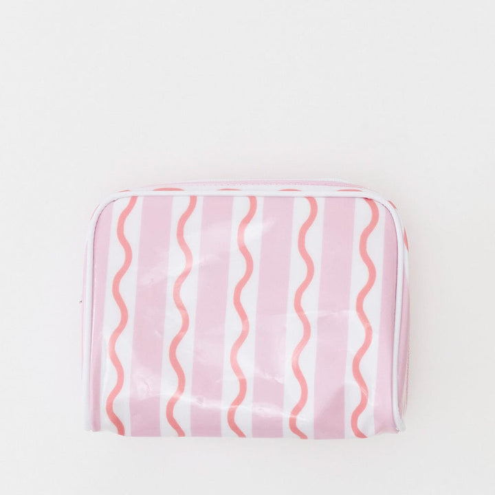 Weezie Small Patterned Toiletry Bag | Coral Squiggle