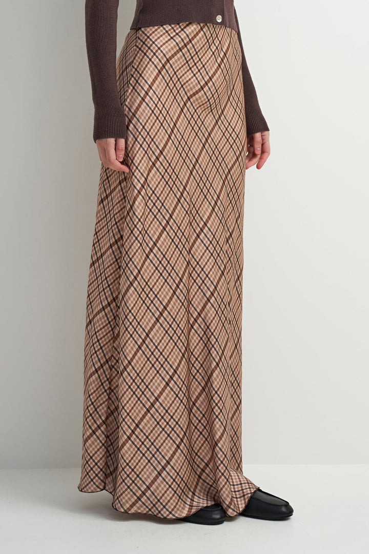 Astrid Meadow Skirt | Beige Plaid