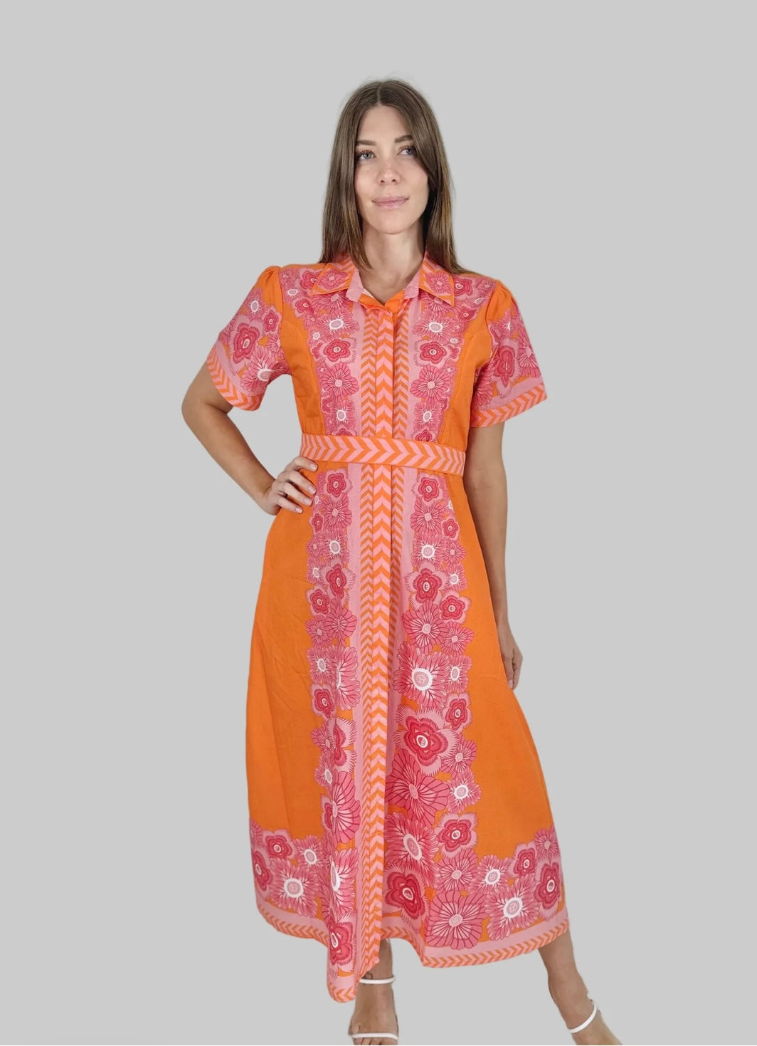 Chelsea Shirtdress | Peony Orange 