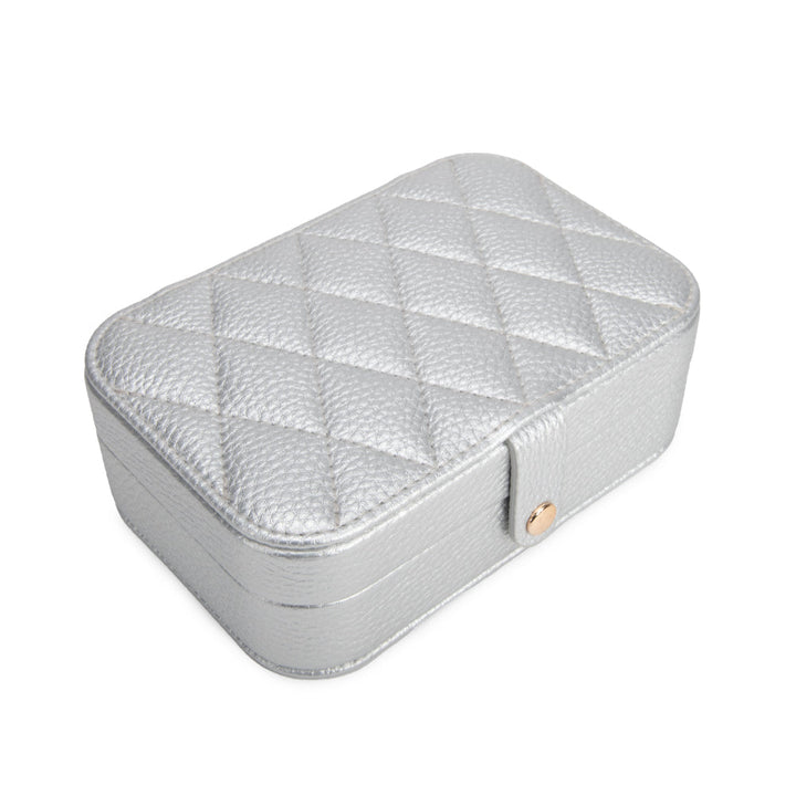 Leah Quilted Travel Jewelry Organizer | Silver