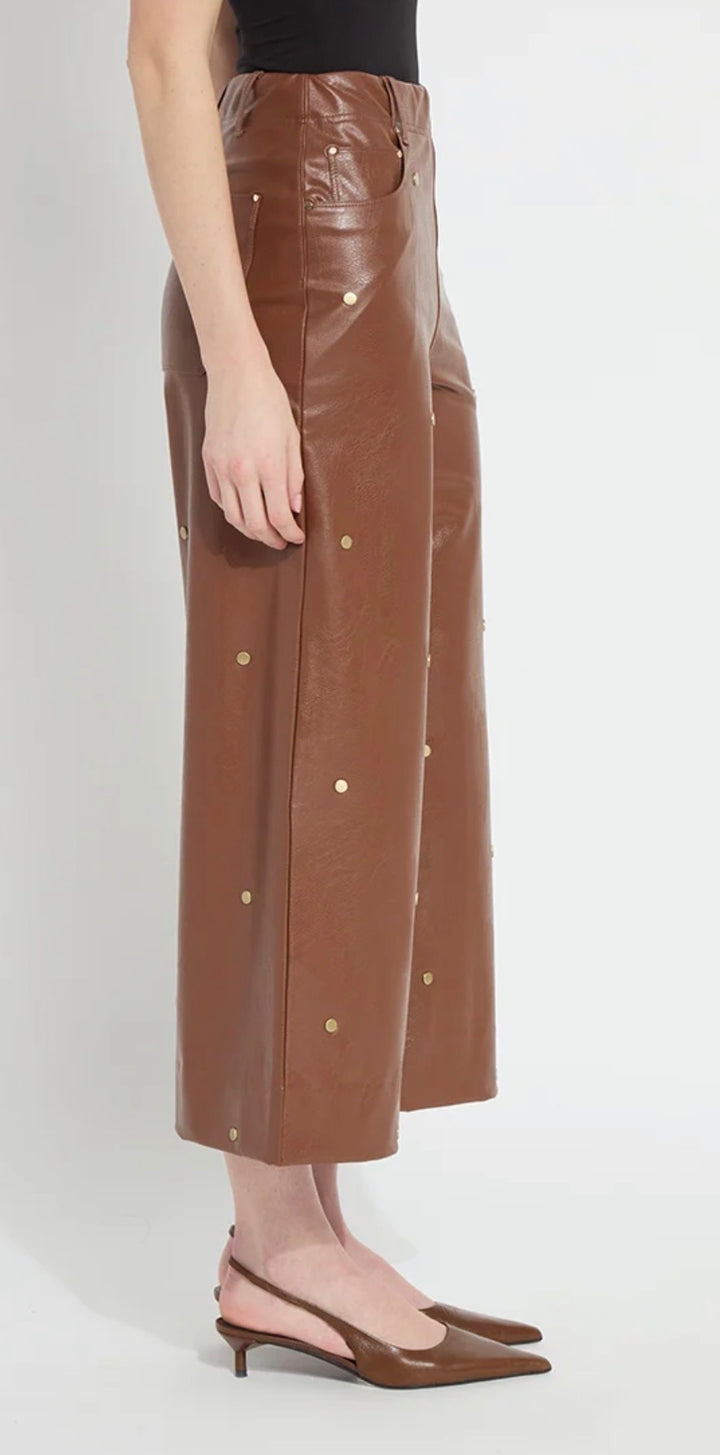 Luanne Studded Vegan Leather Palazzo Pants