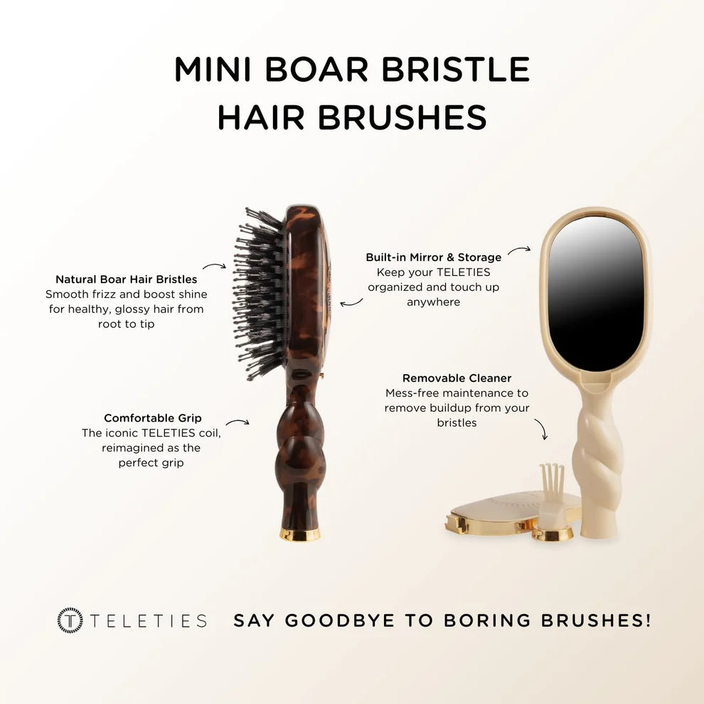 Mini Boar Bristle Hair Brush | Tortoise
