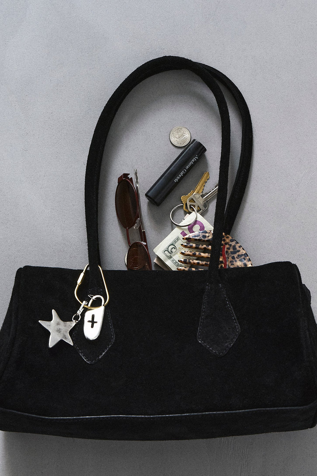 Sierra Suede Shoulder Bag / Black