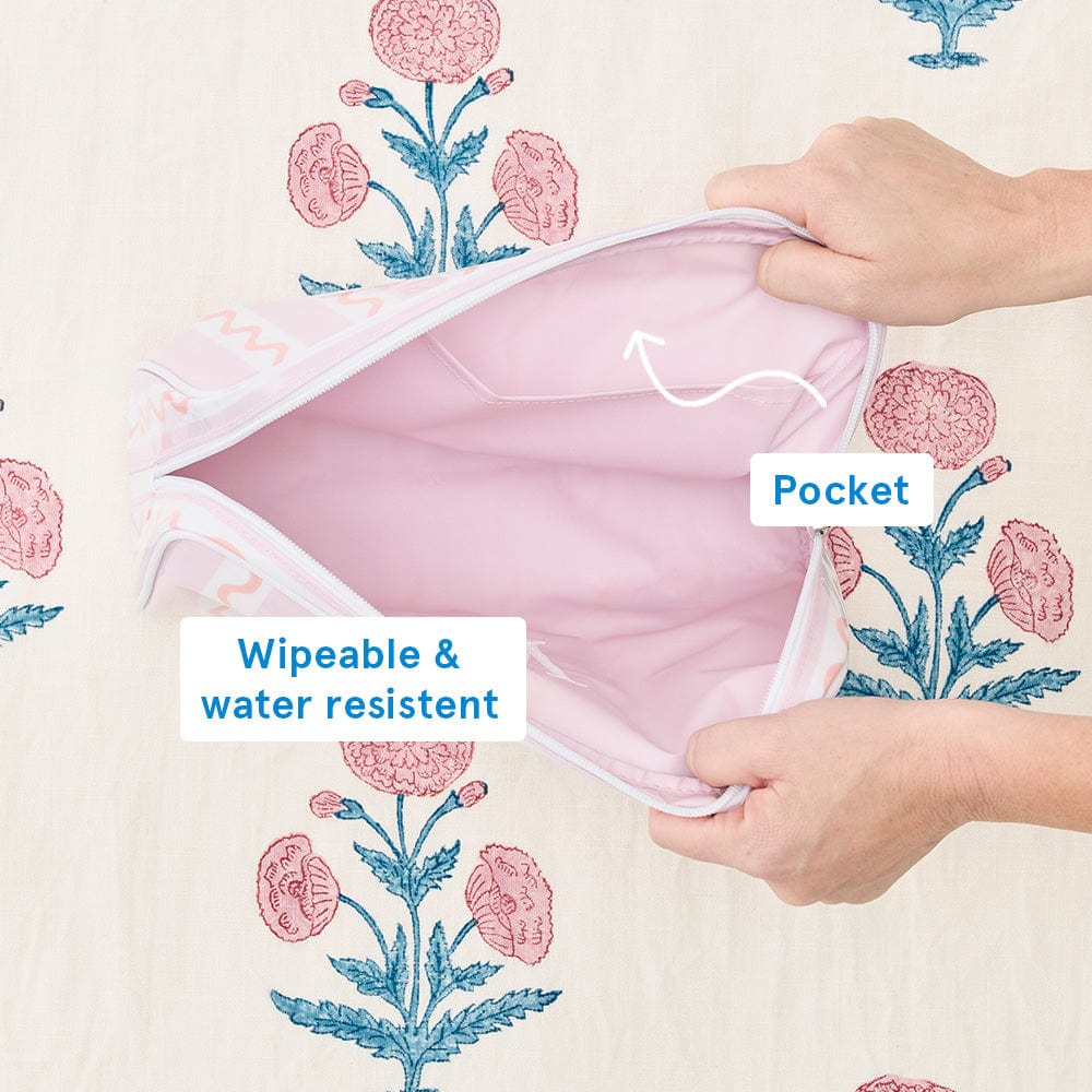 Large Patterned Toiletry Bag | Coral Squiggle