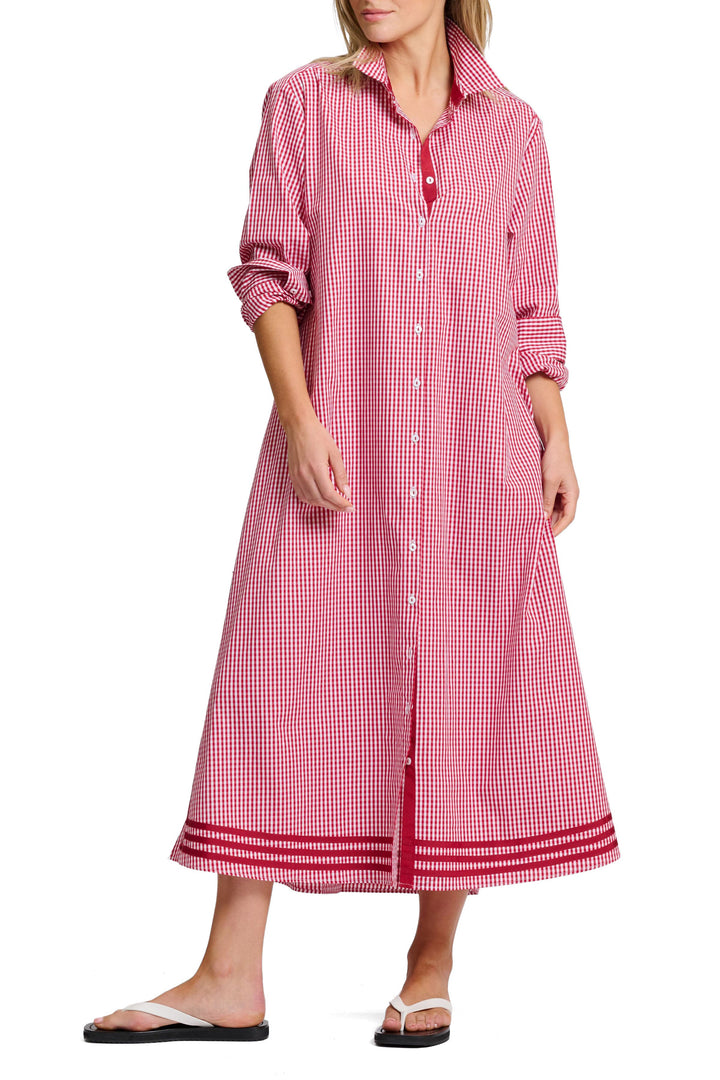 Pippa Longline Shirt Dress | Dark Red Gingham