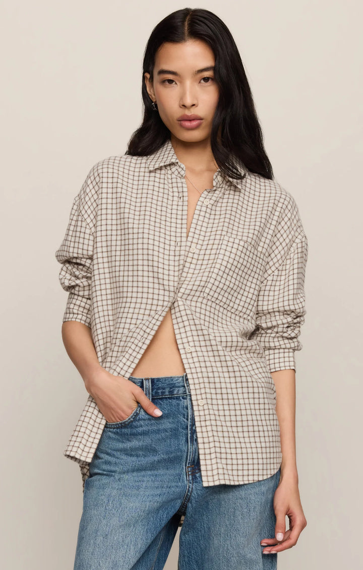 Z-Supply River Plaid Button Up Frosted Pearl