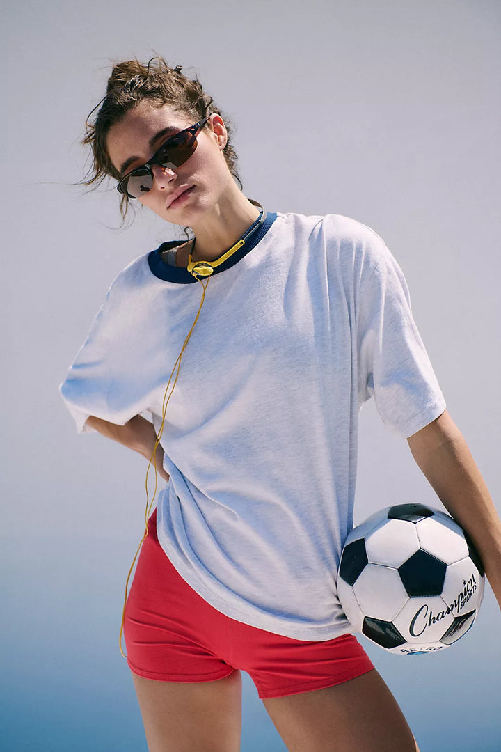 Heather Colorblock Tackle Tee | White Heather Grey