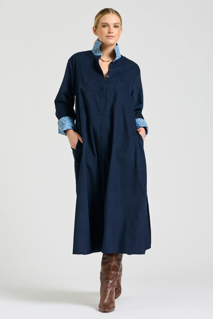 Amelie Long Line Shirt Dress | French Navy Pincord