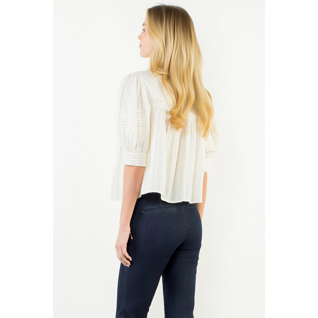 Puff Sleeve Peasant Top | Cream
