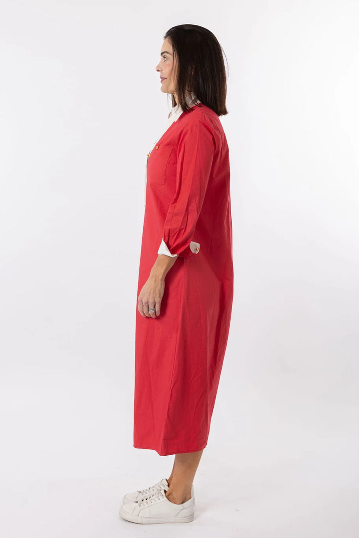 Harper Dress | Red w White