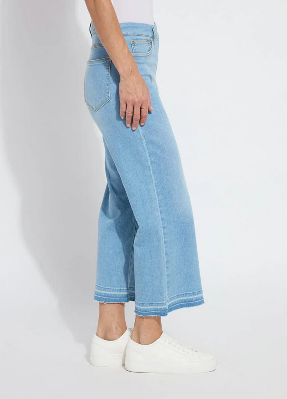 Premium Denim Frances Wide Leg Crop | Authentic Bleached Blue