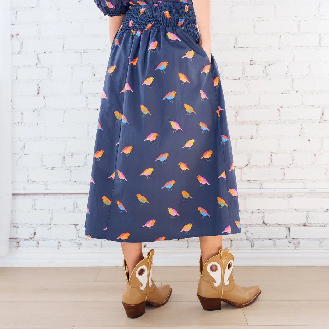 Sutton Skirt | Navy Bird