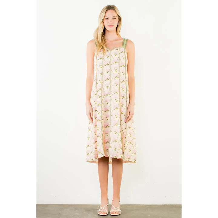 Thin Strap Floral Pattern Dress
