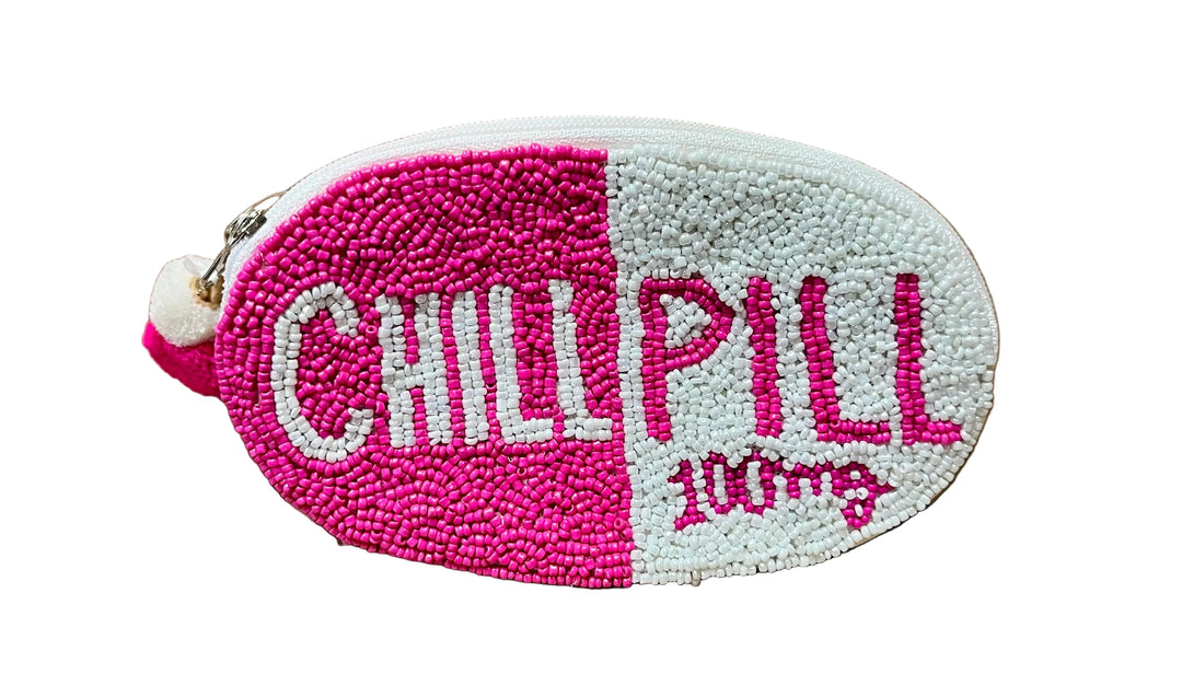 La Chic Chill Pill Beaded Coin Pouch