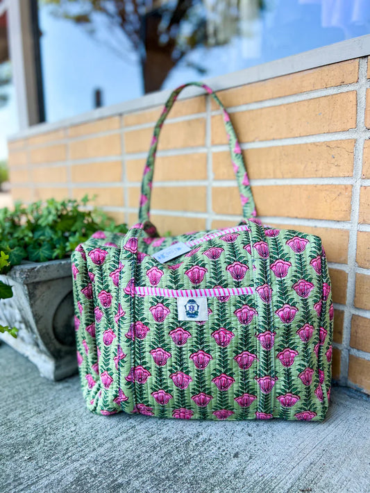 Green Ivy Mini Quilted Duffle Bag*