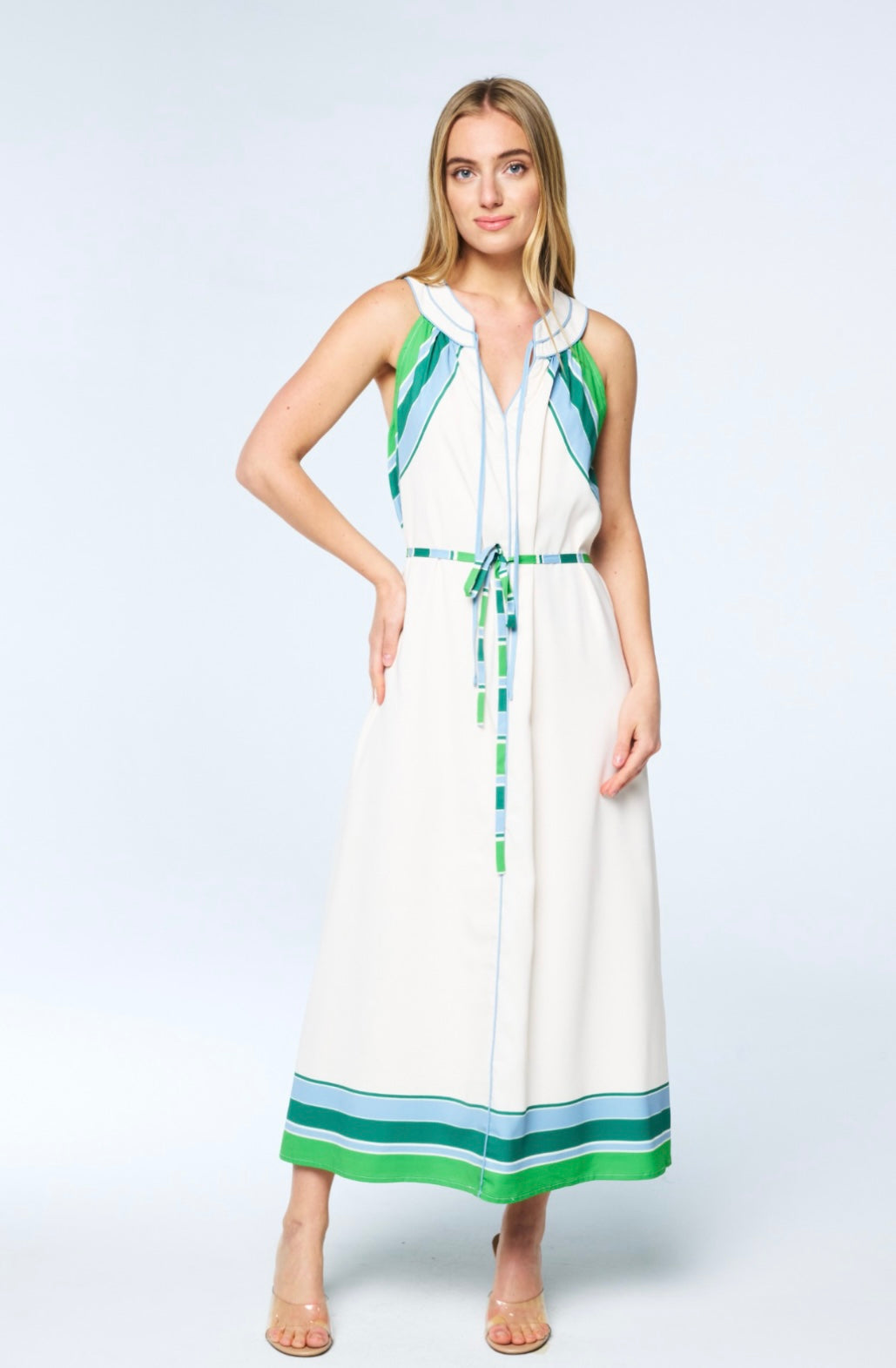 Mavis Striped Halter Midi Dress