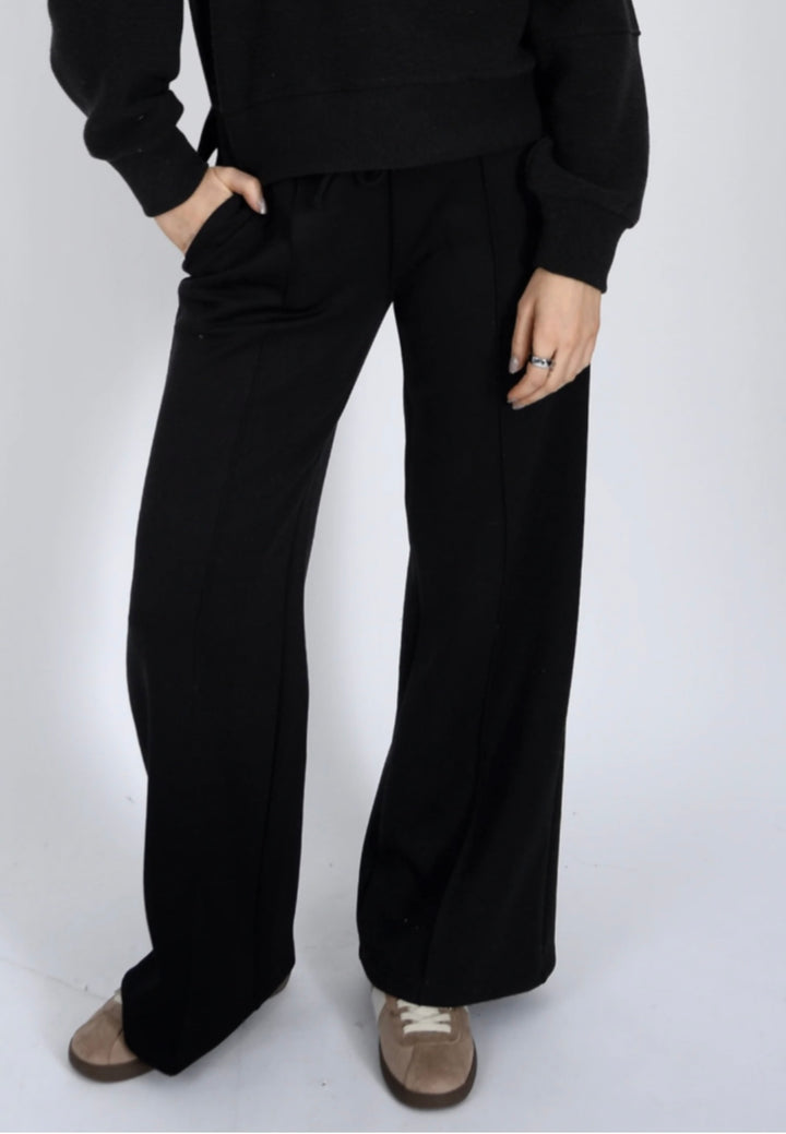 Prida Soft Knit Drawstring Pull On Straight Leg Pants / Black