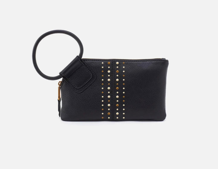 Sable Wristlet Pebbled Black with Studs
