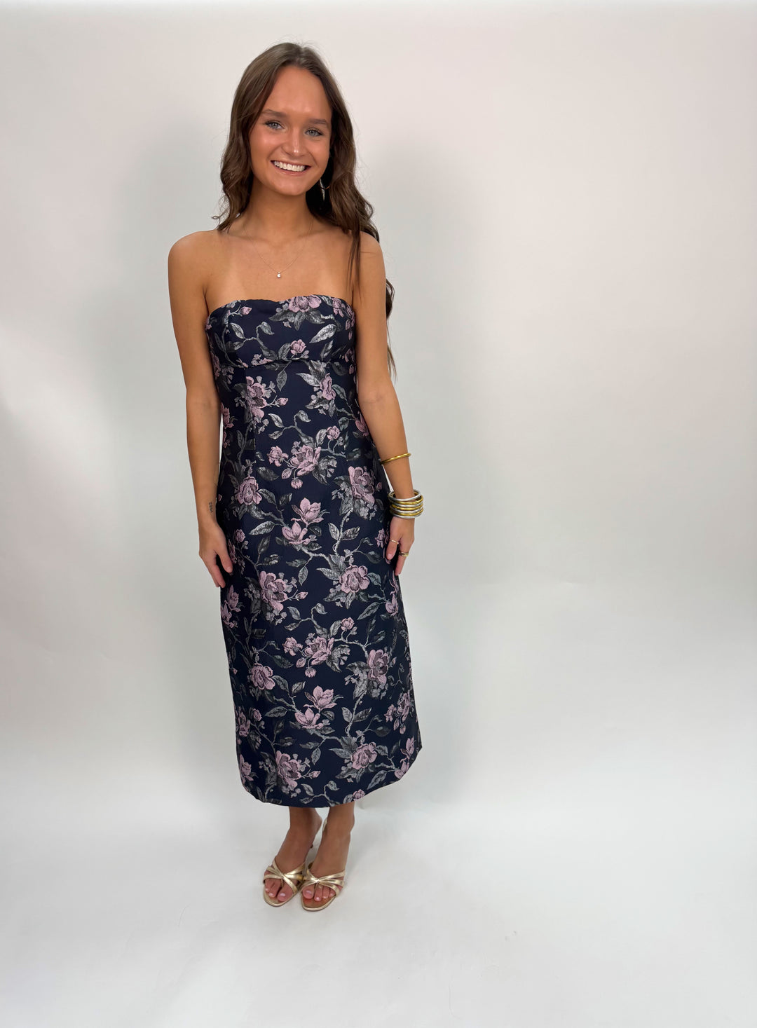 Perla Jacquard Strapless Midi Dress – City Market Boutique Perla Jacquard Strapless Midi Dress – City Market Boutique