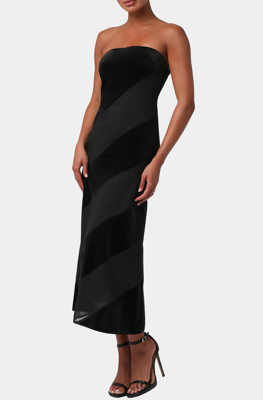 Lulus Surrey Velvet Striped Midi Dress 