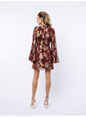 Cascade Bell Sleeve Mini Dress