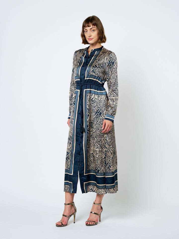 Coco Long Sleeve Drawstring Shirt Dress